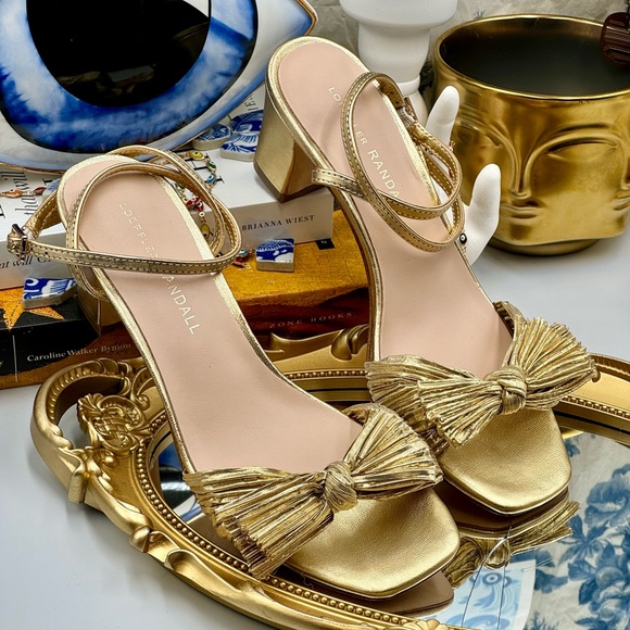 🆕 LOEFFLER RANDALL 🧿 NWOT Kimora Metallic Bow Ankle Strap Sandals, Gold Sz 7.5 - Picture 10 of 13